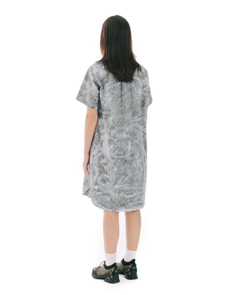 Grey Brain Dead Liquid Dye Utility Shirt Dress | USA VWBU73208