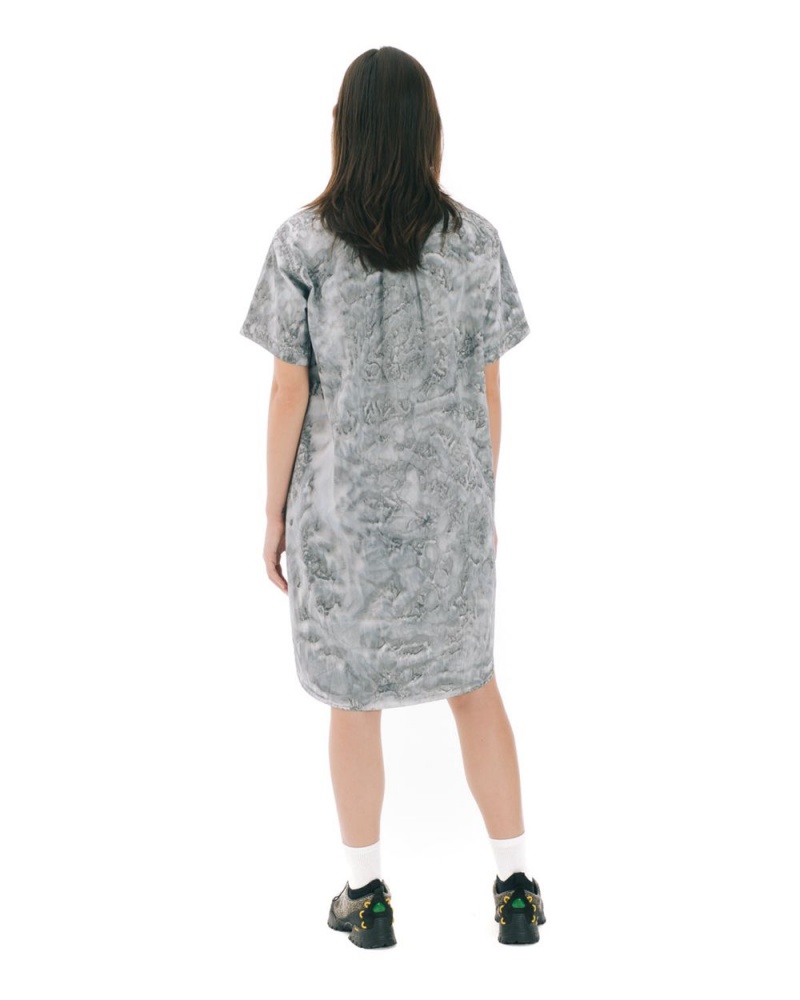 Grey Brain Dead Liquid Dye Utility Shirt Dress | USA VWBU73208