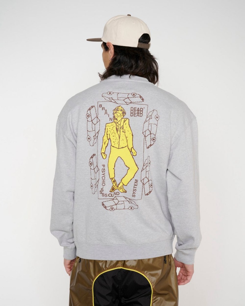 Grey Brain Dead Progressive Artistry Crewneck Sweatshirt | USA URSI93125