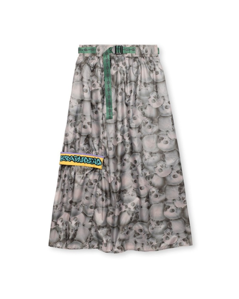 Grey Brain Dead Skeleton Paneled Skirt | USA CUNB08234