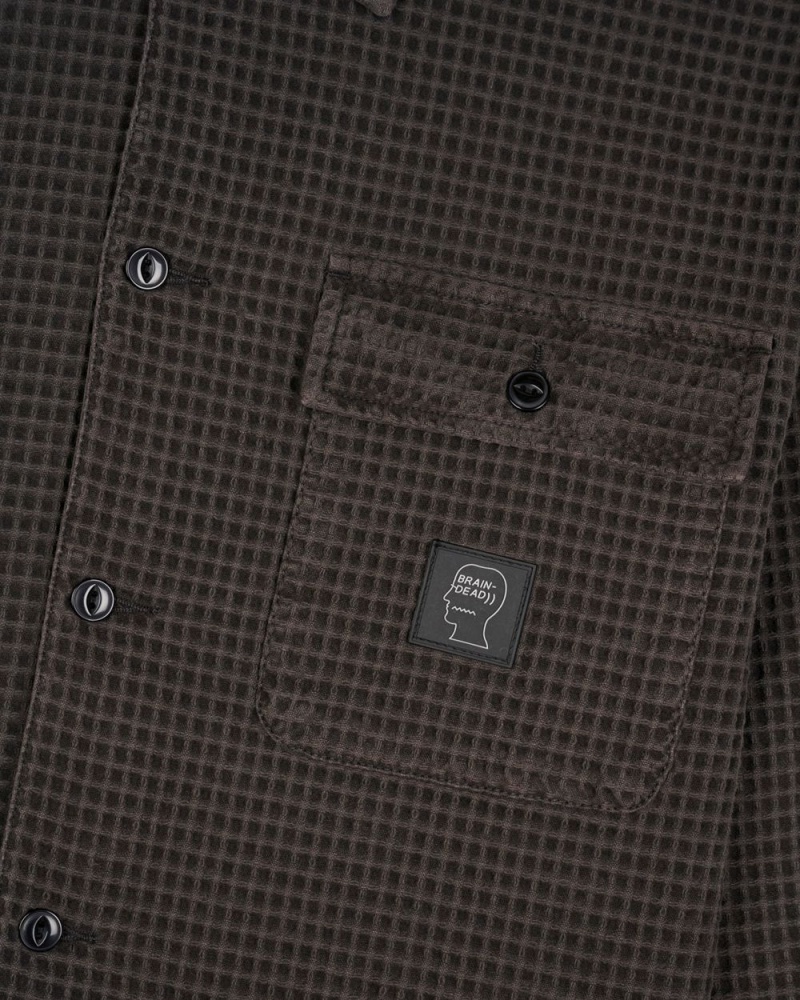 Grey Brain Dead Waffle Button Front Shirt | USA QOES02549