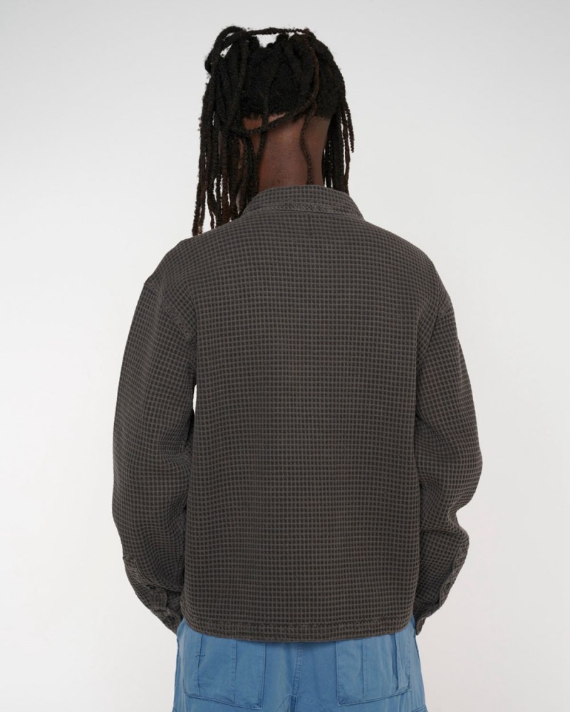 Grey Brain Dead Waffle Button Front Shirt | USA QOES02549