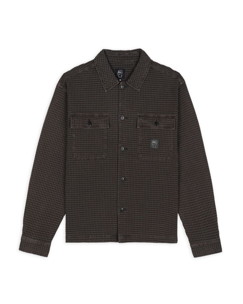 Grey Brain Dead Waffle Button Front Shirt | USA QOES02549