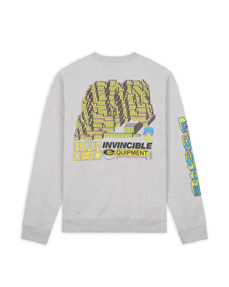 Grey Brain Dead X Invincible Building Blocks Crewneck Sweatshirt | USA IYVX27054