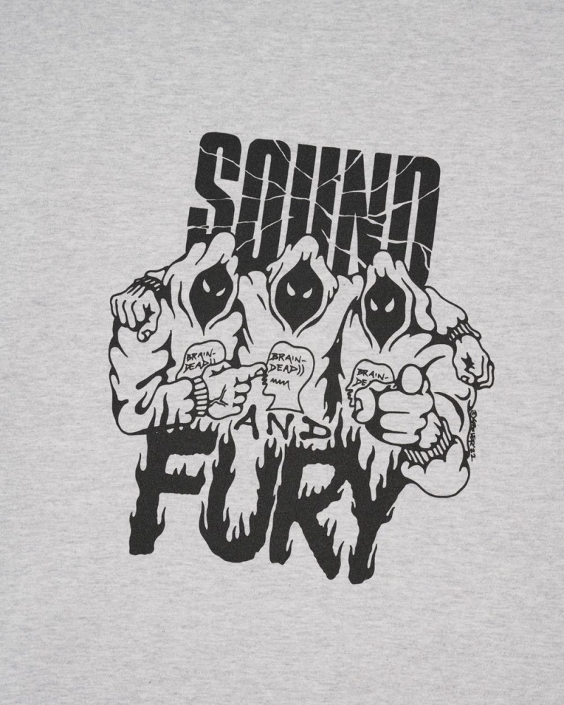 Grey Brain Dead X Spoiler Sound & Fury T-Shirt | USA VBWG48019