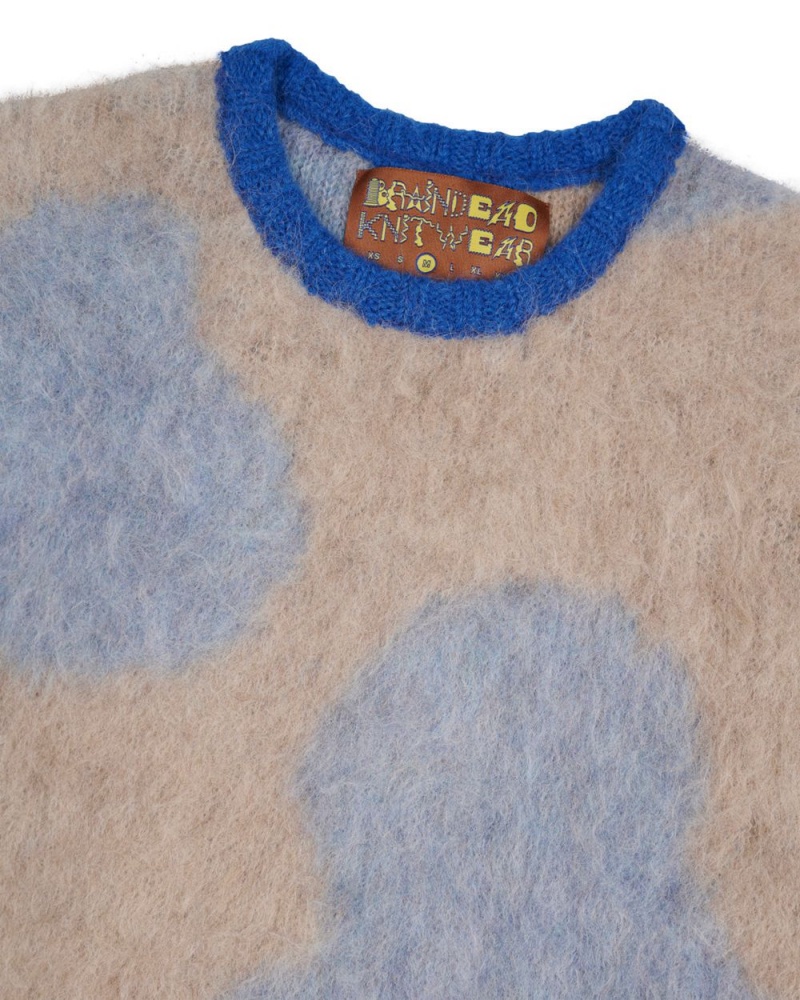 Grey Brown Brain Dead Boxy Knit Cow Print Sweater | USA FXMV40258