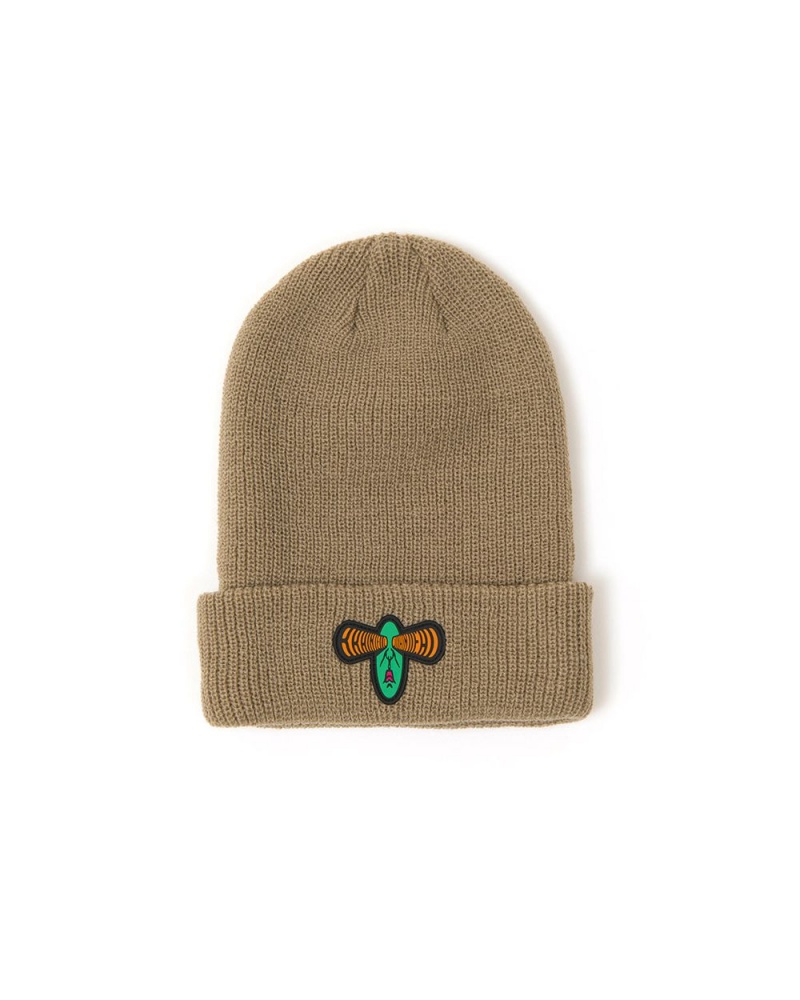 Khaki Brain Dead Brain Eyes Beanie | USA MYTU37208