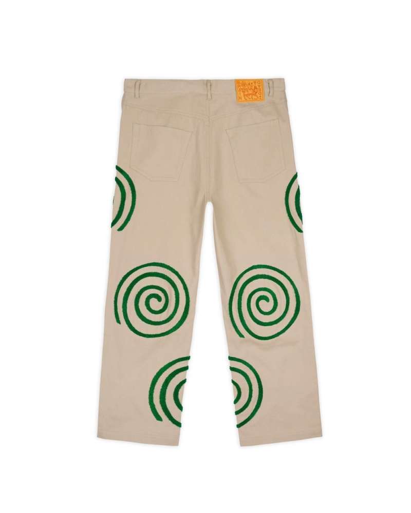 Khaki Brain Dead Swirls Twill Pant | USA VHSP63457