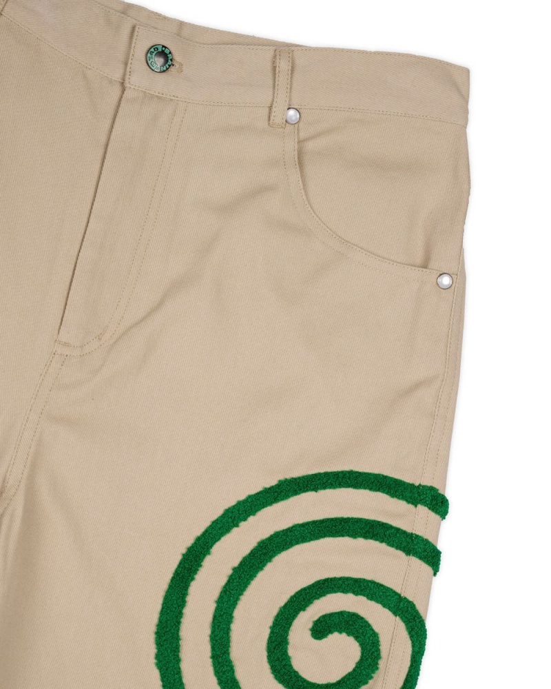 Khaki Brain Dead Swirls Twill Pant | USA VHSP63457