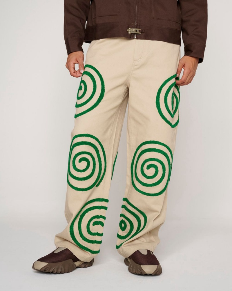 Khaki Brain Dead Swirls Twill Pant | USA VHSP63457