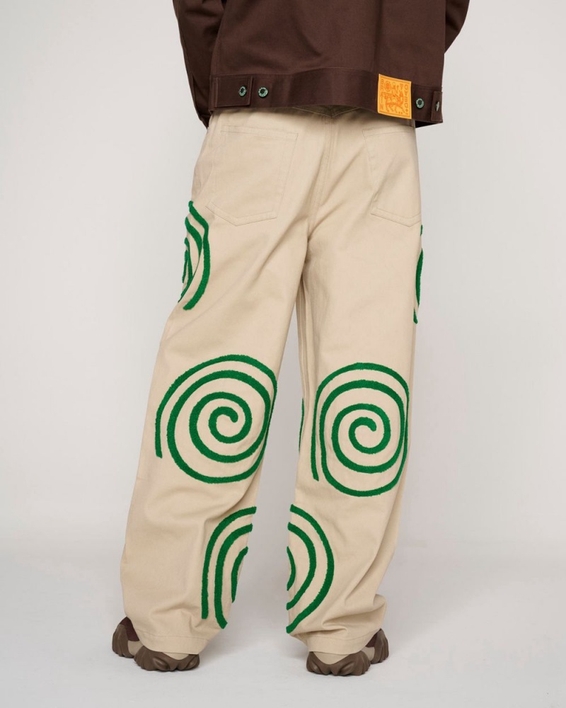 Khaki Brain Dead Swirls Twill Pant | USA VHSP63457