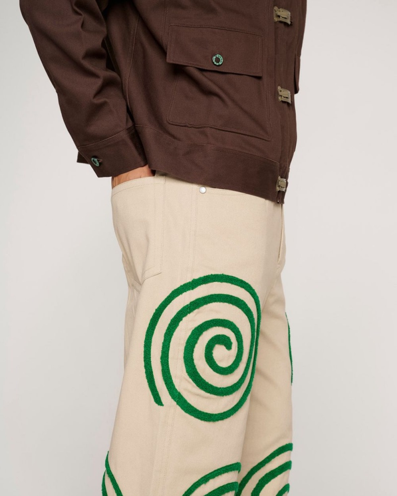 Khaki Brain Dead Swirls Twill Pant | USA VHSP63457