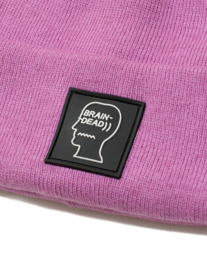 Lavender Brain Dead Logo Head Beanie | USA JXSV83506