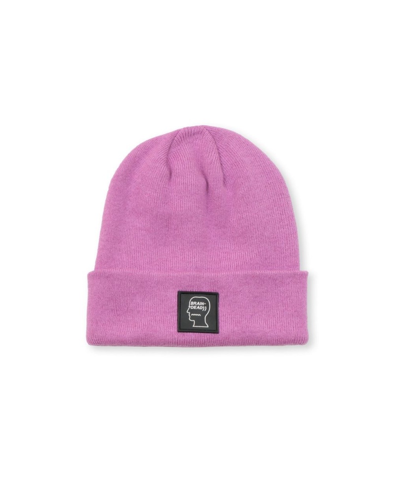 Lavender Brain Dead Logo Head Beanie | USA JXSV83506