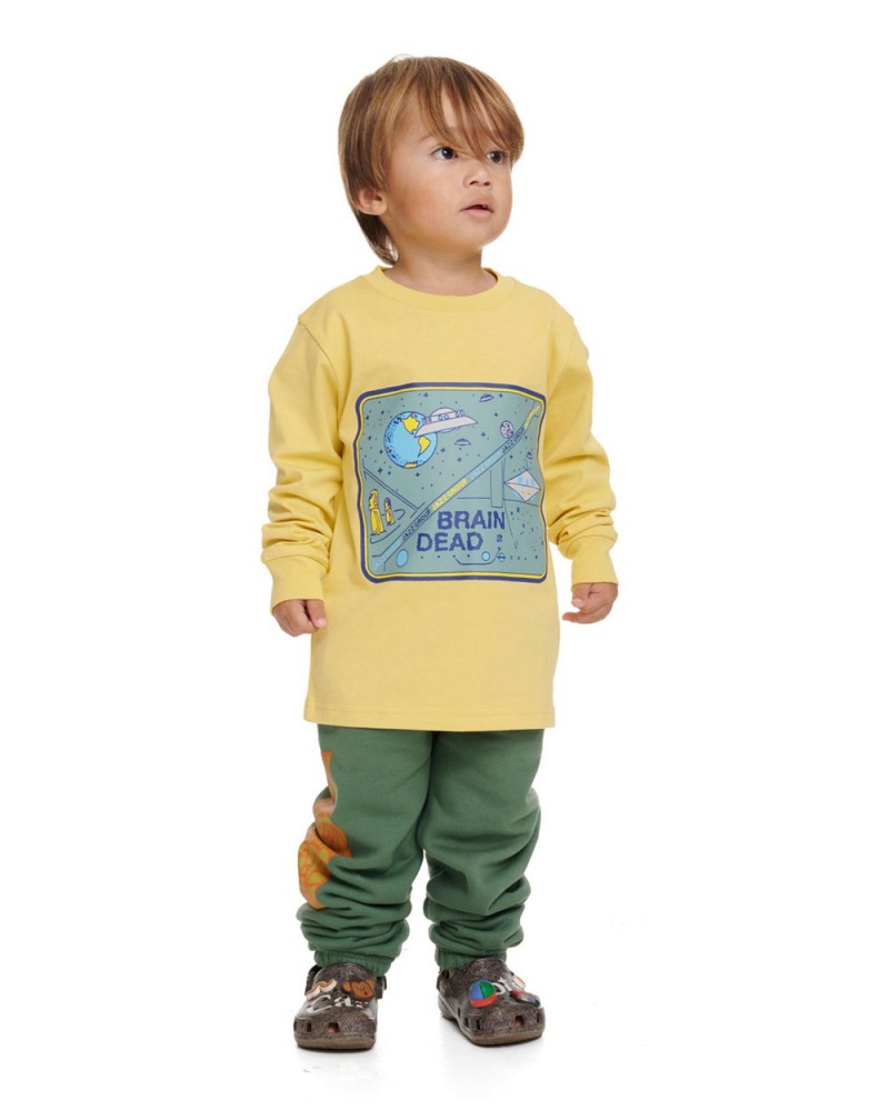 Lemon Brain Dead Galaxy Kids Long Sleeve T-Shirt | USA ERFK15327