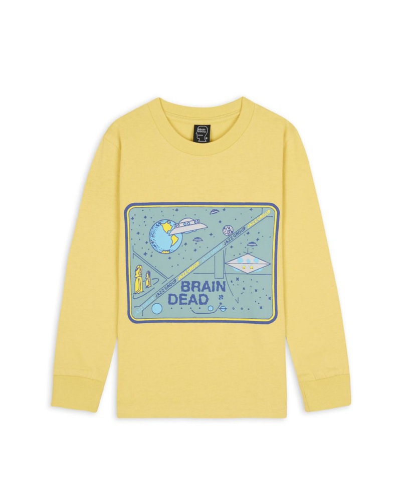 Lemon Brain Dead Galaxy Kids Long Sleeve T-Shirt | USA ERFK15327