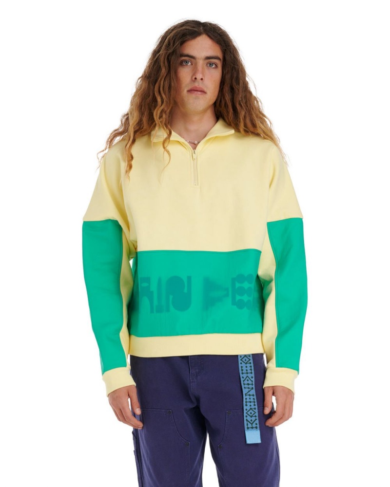 Lemon Brain Dead Gastromaniac Overlay Half Zip Fleece Sweater | USA SBZP85431