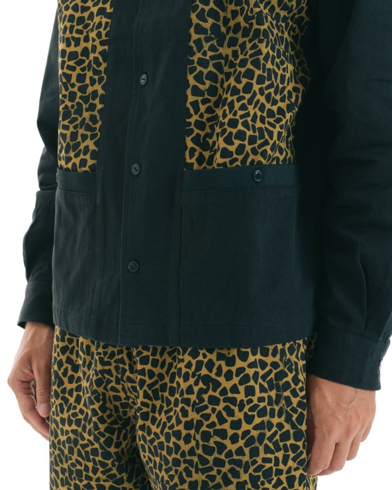 Leopard Black Brain Dead Cheetah Cabana Shirt | USA SPTE70145