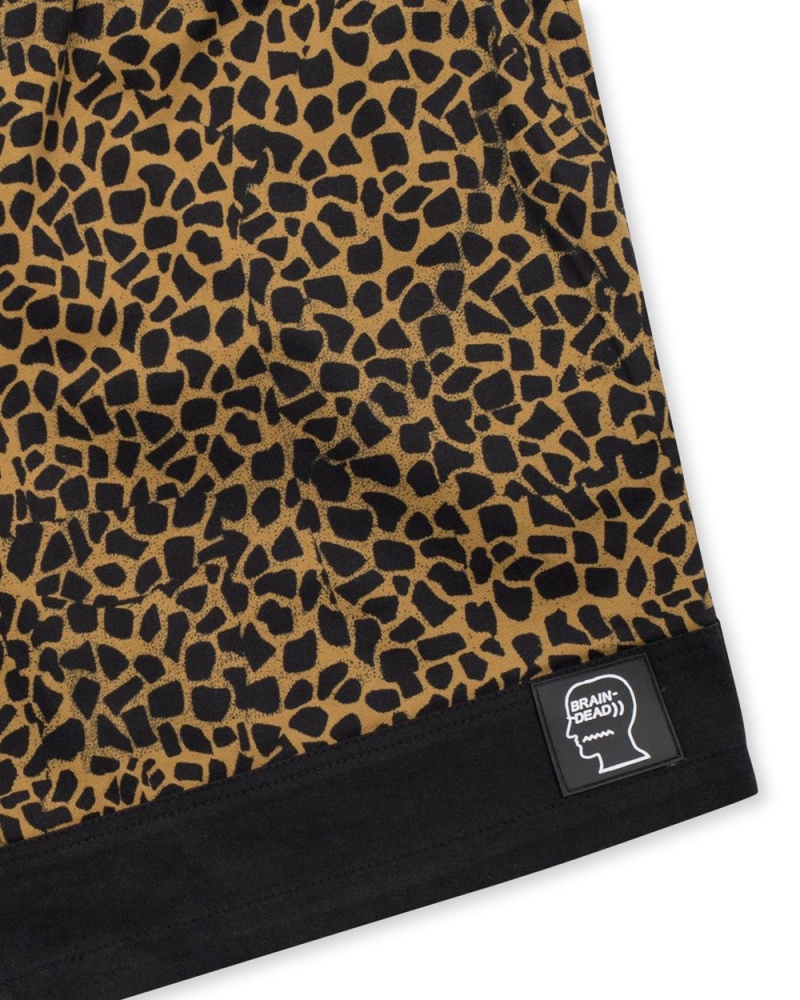 Leopard Black Brain Dead Paneled Leopard Dress Shorts | USA SUYJ76801