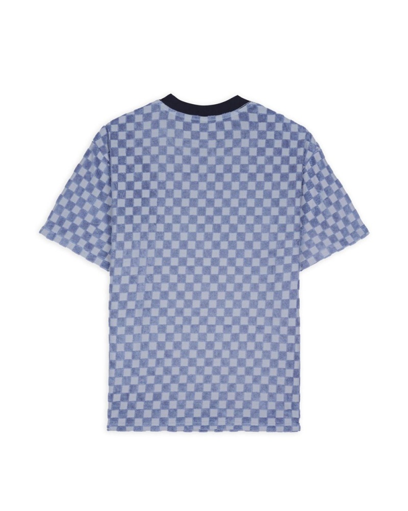 Light Blue Brain Dead Check Burnout T-Shirt | USA TLWU13489