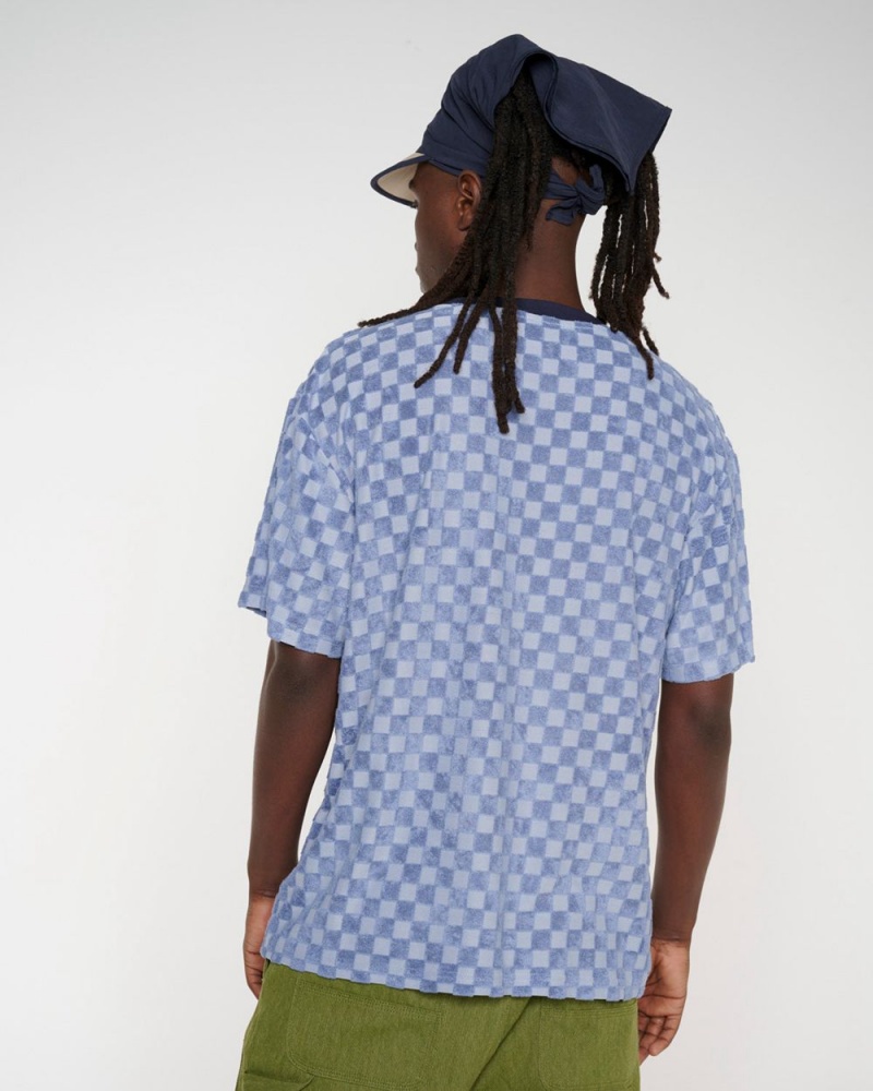 Light Blue Brain Dead Check Burnout T-Shirt | USA TLWU13489