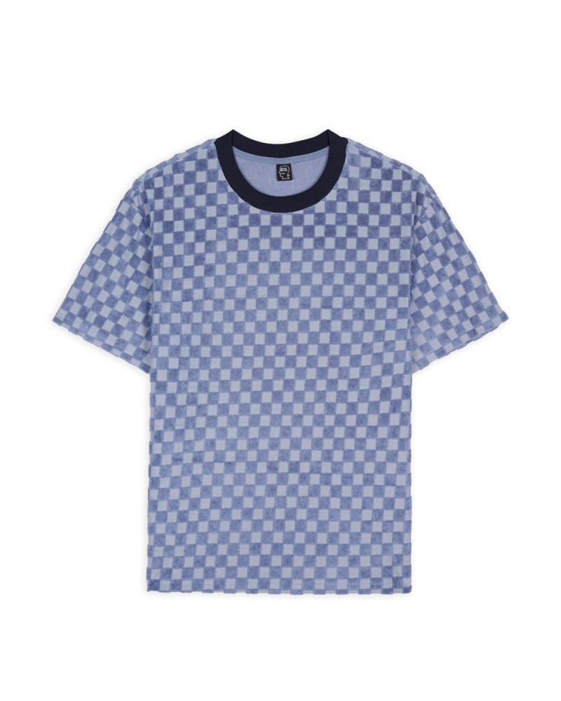 Light Blue Brain Dead Check Burnout T-Shirt | USA TLWU13489