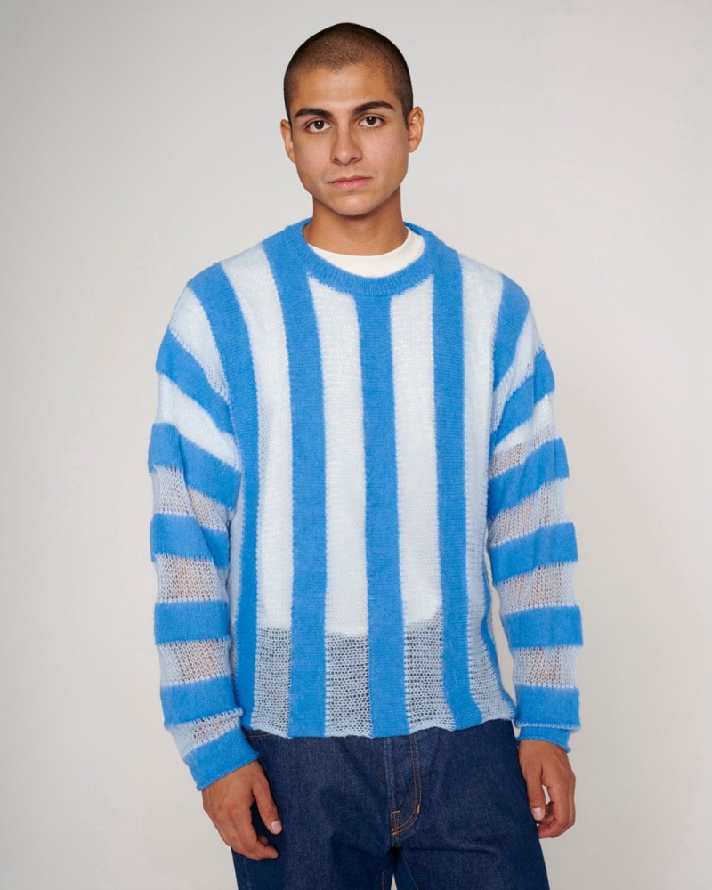 Light Blue Brain Dead Fuzzy Threadbare Sweater | USA ECKU51734