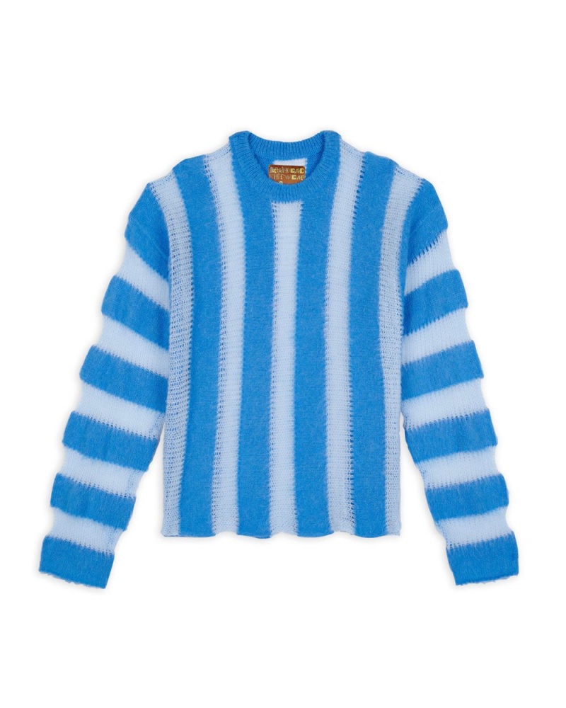 Light Blue Brain Dead Fuzzy Threadbare Sweater | USA ECKU51734