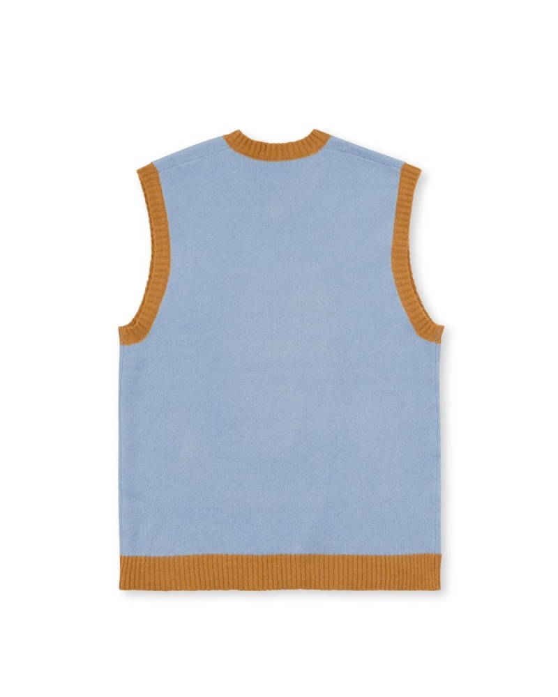 Light Blue Brain Dead Kitty Cat Sweater Vest | USA XFDC91768