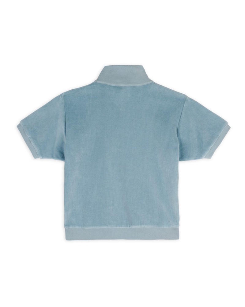 Light Blue Brain Dead Linked Short Sleeve Mock Neck Shirt | USA XKZE28517