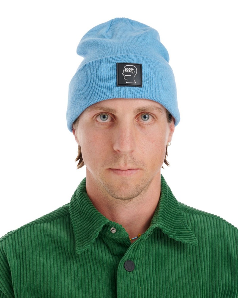 Light Blue Brain Dead Logo Head Wool Beanie | USA PXUJ73098