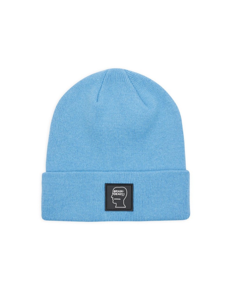 Light Blue Brain Dead Logo Head Wool Beanie | USA PXUJ73098