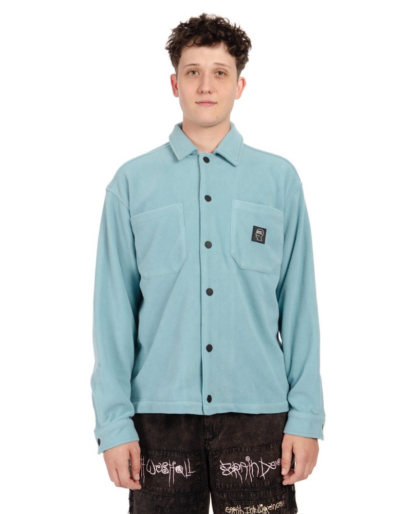 Light Blue Brain Dead Polar Fleece Climber Shirt | USA KHXB30591