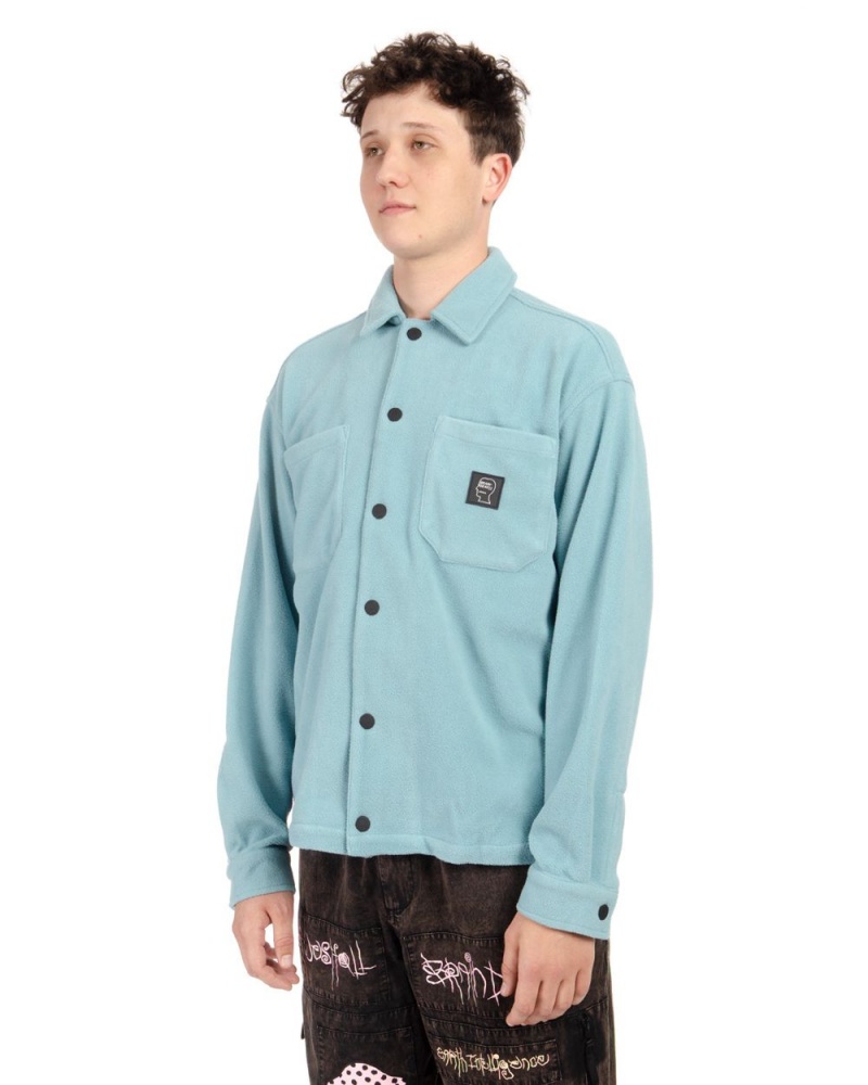 Light Blue Brain Dead Polar Fleece Climber Shirt | USA KHXB30591