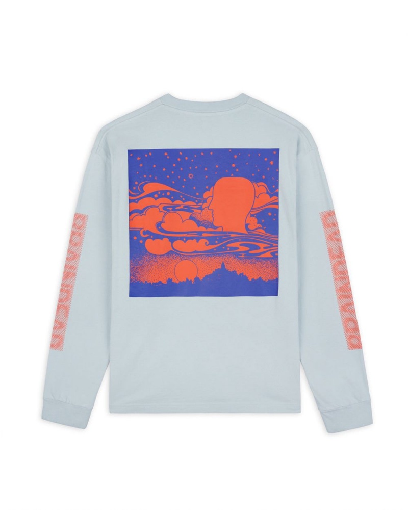 Light Blue Brain Dead Stereo Report Long Sleeve T-Shirt | USA KINL65017