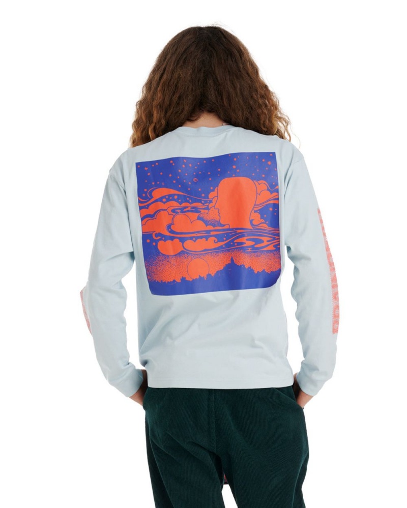 Light Blue Brain Dead Stereo Report Long Sleeve T-Shirt | USA KINL65017