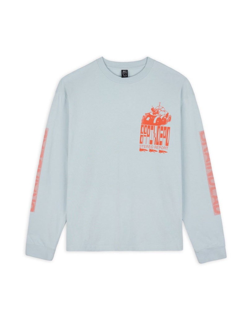 Light Blue Brain Dead Stereo Report Long Sleeve T-Shirt | USA KINL65017