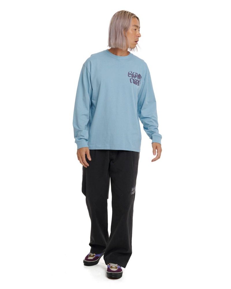 Light Blue Brain Dead Wine Chomper Long Sleeve T-Shirt | USA UXOQ72903