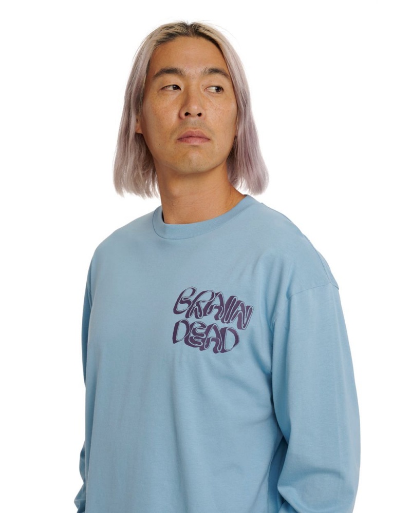 Light Blue Brain Dead Wine Chomper Long Sleeve T-Shirt | USA UXOQ72903