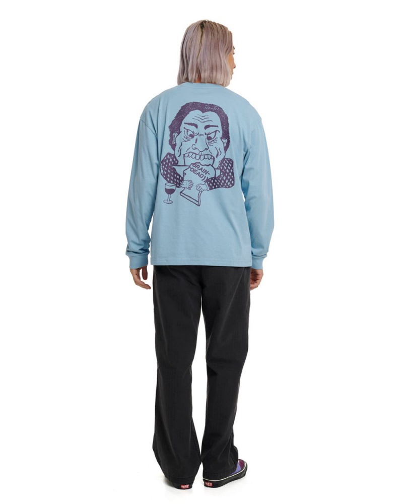 Light Blue Brain Dead Wine Chomper Long Sleeve T-Shirt | USA UXOQ72903