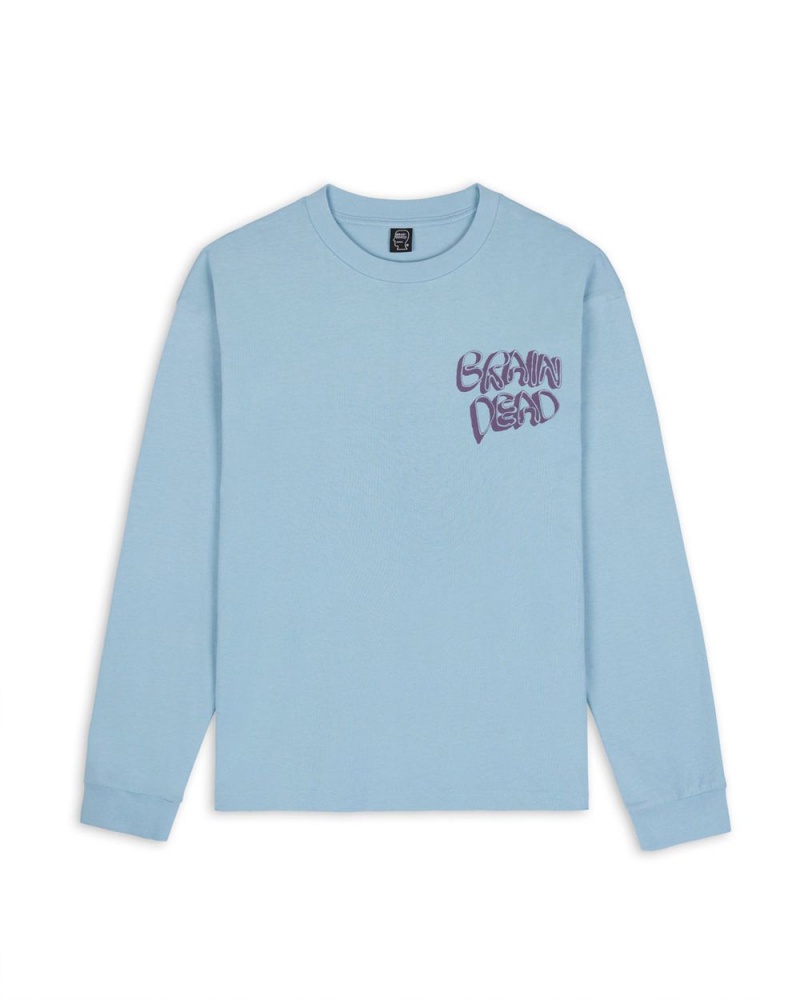 Light Blue Brain Dead Wine Chomper Long Sleeve T-Shirt | USA UXOQ72903