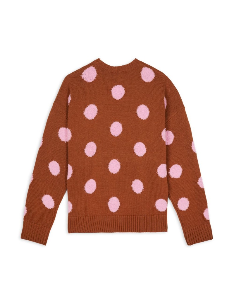 Light Brown Brain Dead Polka Pile Crewneck Sweater | USA HRWK53062