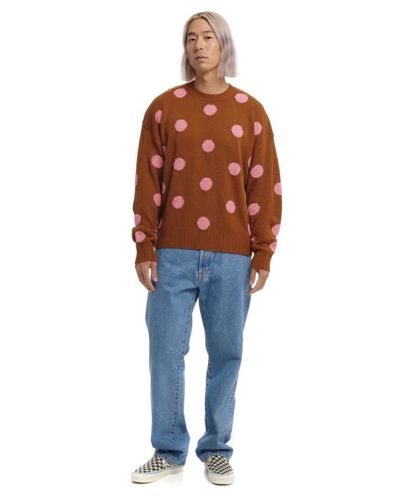 Light Brown Brain Dead Polka Pile Crewneck Sweater | USA HRWK53062