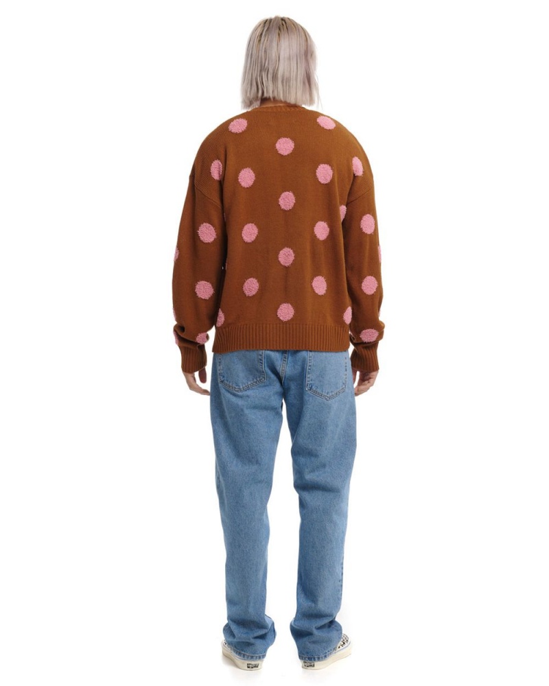 Light Brown Brain Dead Polka Pile Crewneck Sweater | USA HRWK53062