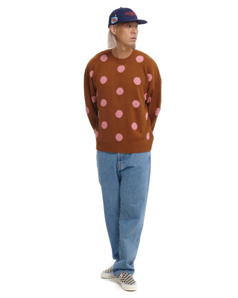 Light Brown Brain Dead Polka Pile Crewneck Sweater | USA HRWK53062