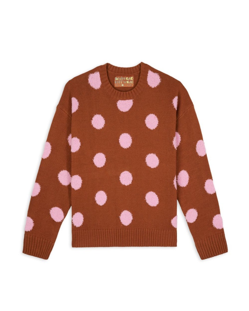 Light Brown Brain Dead Polka Pile Crewneck Sweater | USA HRWK53062