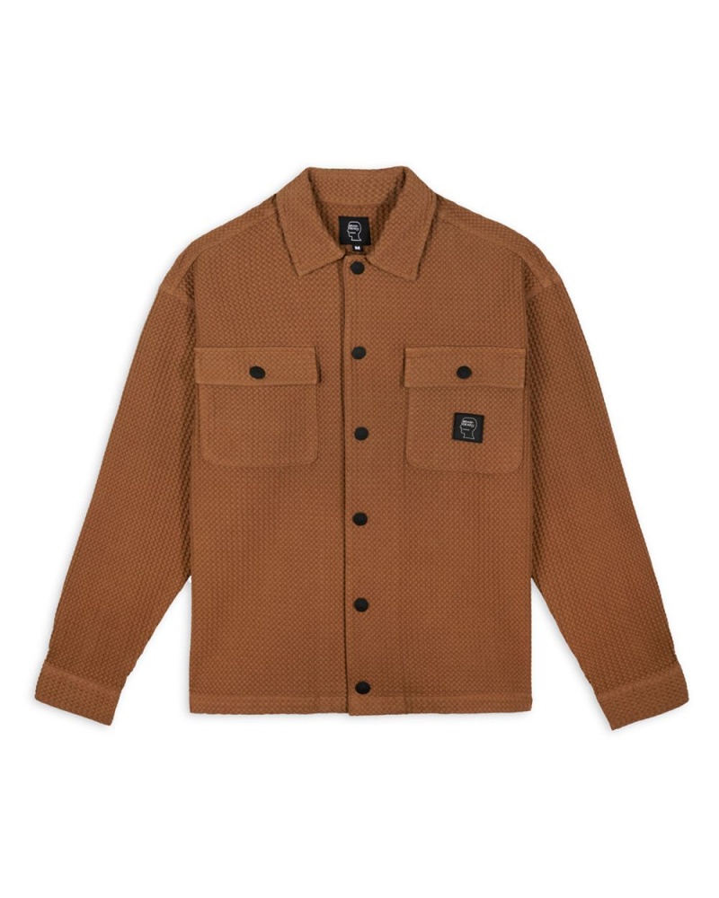 Light Brown Brain Dead Waffle Snap Front Shirt | USA CVDO71683