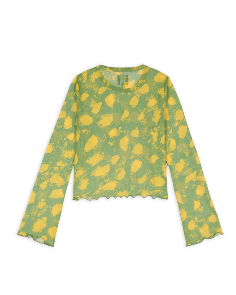 Light Green Brain Dead Dot Hyper Mesh Bell Sleeve T-Shirt | USA LJRY52193