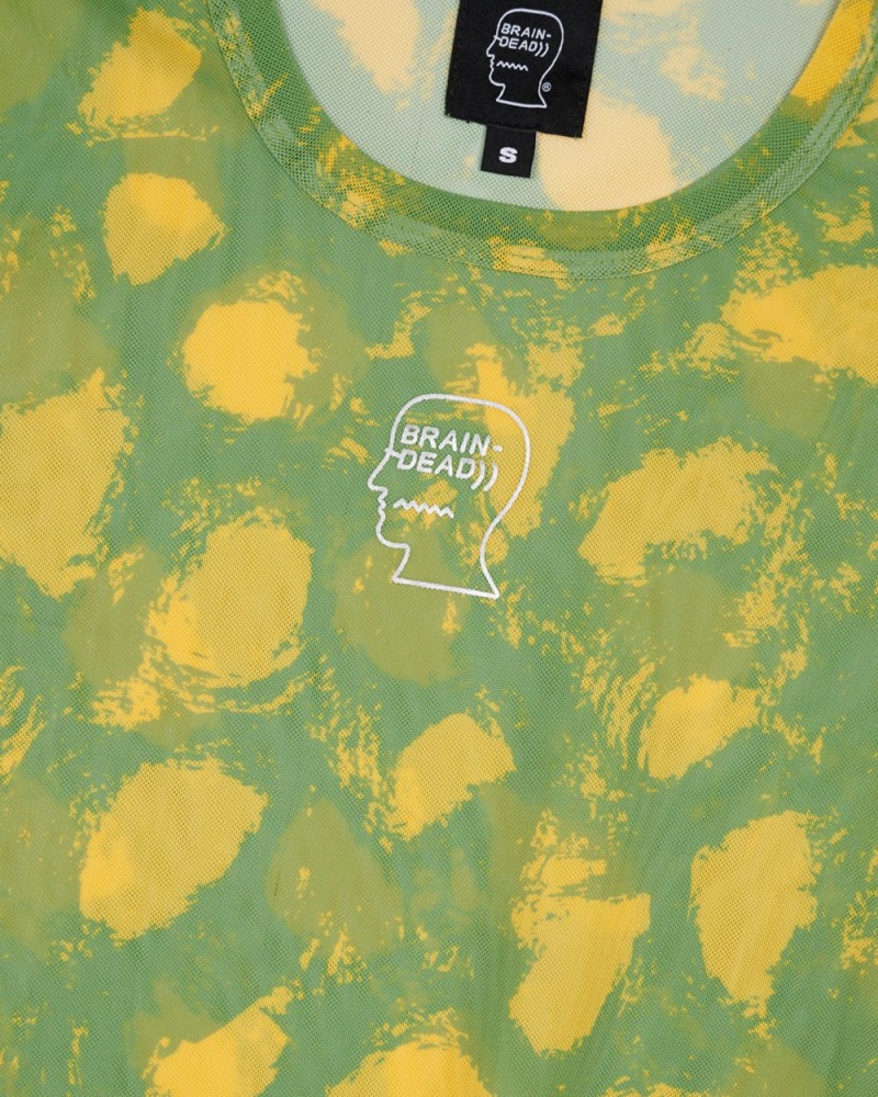 Light Green Brain Dead Dot Hyper Mesh Bell Sleeve T-Shirt | USA LJRY52193