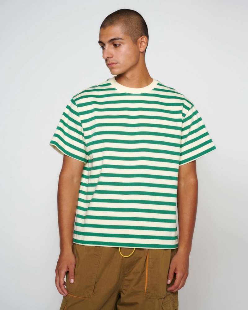 Light Green Brain Dead Organic Striped T-Shirt | USA KLZM37056